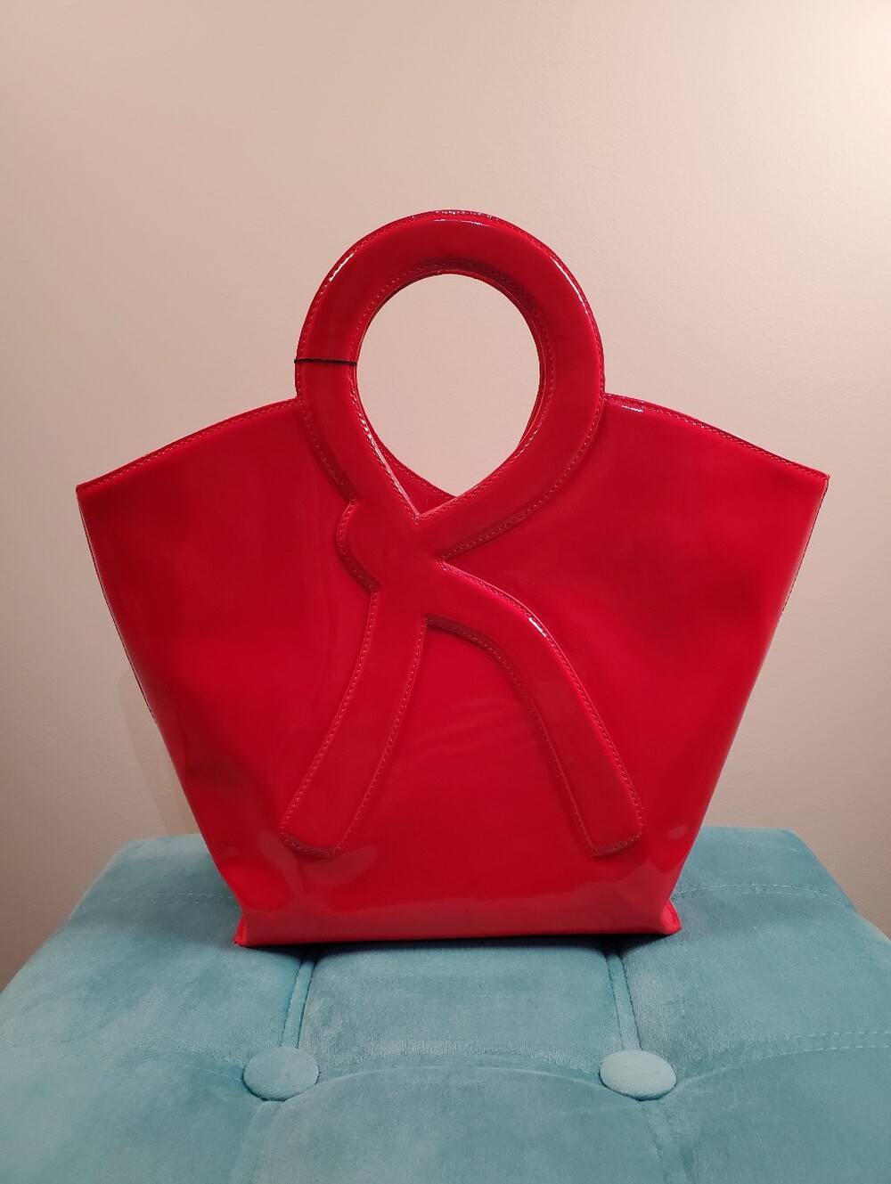 Roberta di Camerino Red Patent Leather Logo Handbag Tote